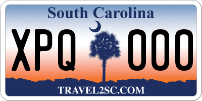 SC license plate XPQ000
