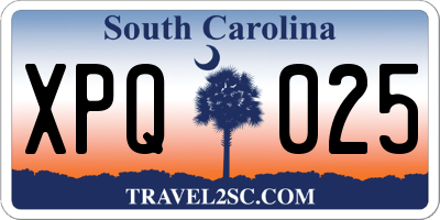 SC license plate XPQ025