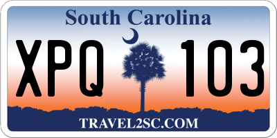 SC license plate XPQ103