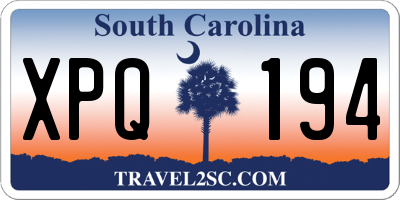 SC license plate XPQ194
