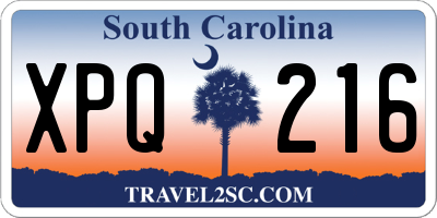 SC license plate XPQ216