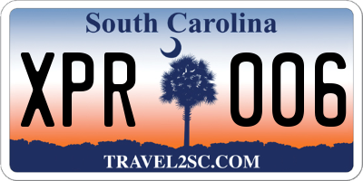 SC license plate XPR006