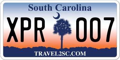 SC license plate XPR007