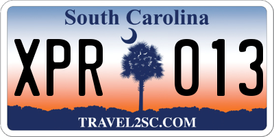 SC license plate XPR013