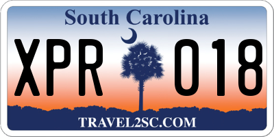 SC license plate XPR018