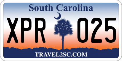 SC license plate XPR025