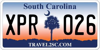 SC license plate XPR026
