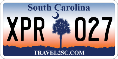 SC license plate XPR027