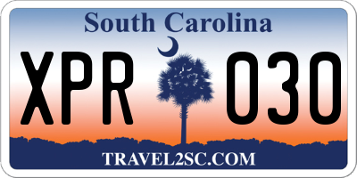 SC license plate XPR030