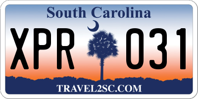 SC license plate XPR031