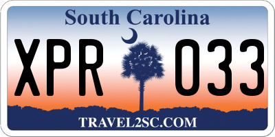SC license plate XPR033
