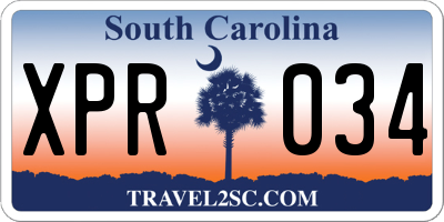 SC license plate XPR034