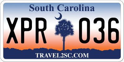 SC license plate XPR036