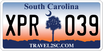 SC license plate XPR039