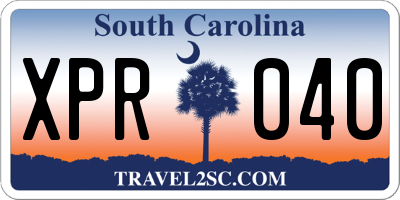 SC license plate XPR040
