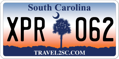SC license plate XPR062