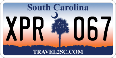 SC license plate XPR067