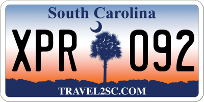 SC license plate XPR092