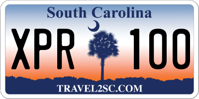SC license plate XPR100