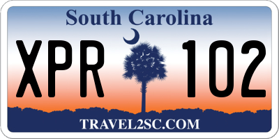 SC license plate XPR102