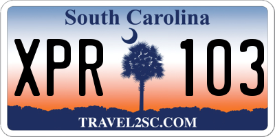 SC license plate XPR103