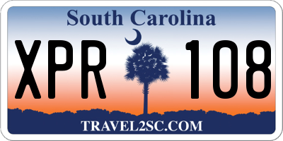 SC license plate XPR108