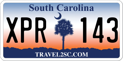 SC license plate XPR143