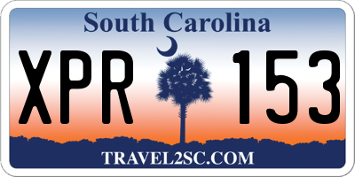 SC license plate XPR153