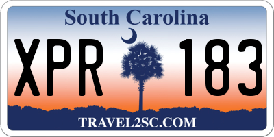 SC license plate XPR183