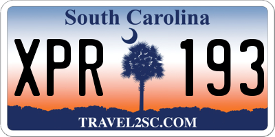 SC license plate XPR193