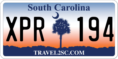 SC license plate XPR194