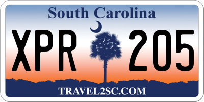 SC license plate XPR205
