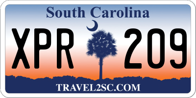 SC license plate XPR209