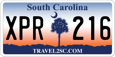 SC license plate XPR216