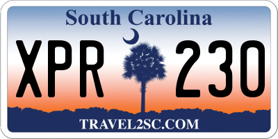 SC license plate XPR230