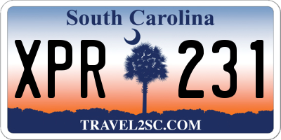SC license plate XPR231