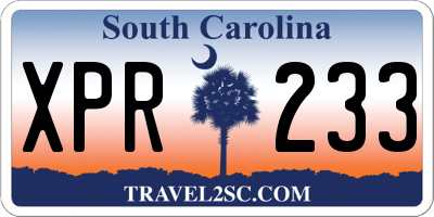 SC license plate XPR233