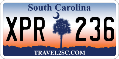 SC license plate XPR236