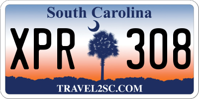 SC license plate XPR308