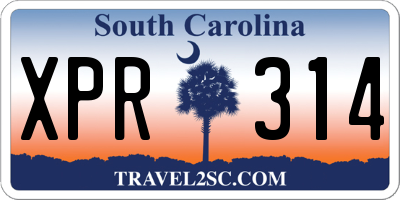 SC license plate XPR314