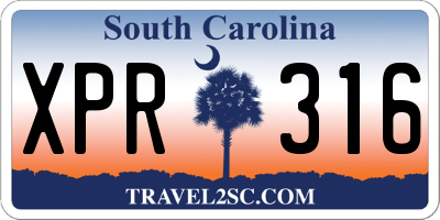 SC license plate XPR316