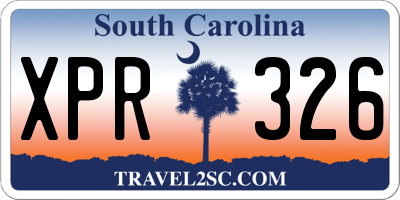 SC license plate XPR326