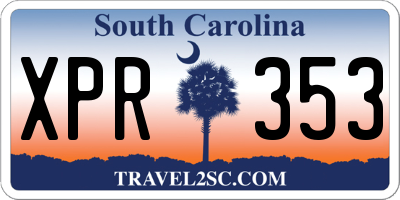 SC license plate XPR353