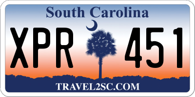 SC license plate XPR451