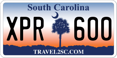 SC license plate XPR600