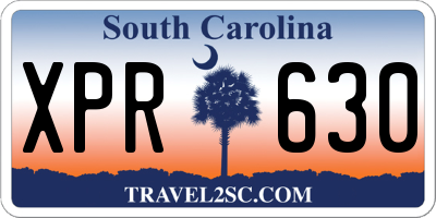 SC license plate XPR630