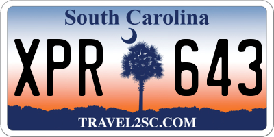 SC license plate XPR643