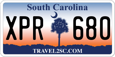SC license plate XPR680