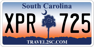 SC license plate XPR725