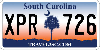 SC license plate XPR726